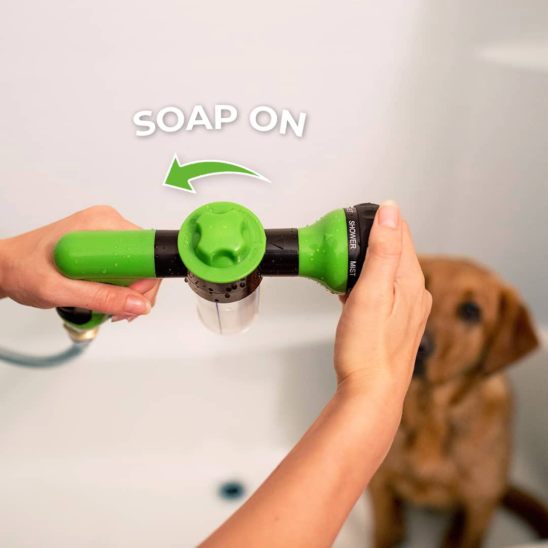 Garden Hose Nozzle High Pressure Pup Jet Dog Sprayer Hose Attachment Pup  Car Wash Nozzle with Soap Dispenser Bottle Showering for Pet Car Watering
